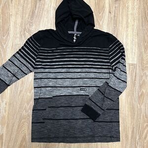 OCEAN Current Black and Grey Stripped Hoodie.  Size Medium